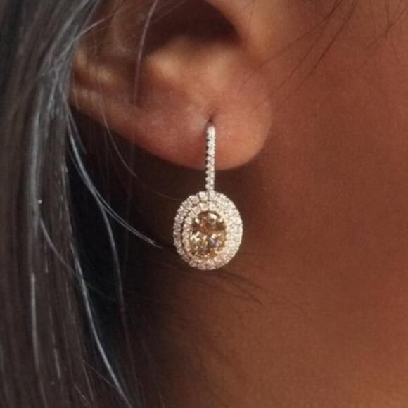 NEW 925 STERLING SILVER OVAL MORGANITE DROP HOOP EARRINGS - Picture 2 of 4